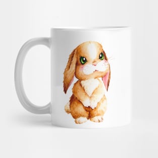 Kawaii Brown Bunny with Beautiful Shiny and Curious Eyes Mug